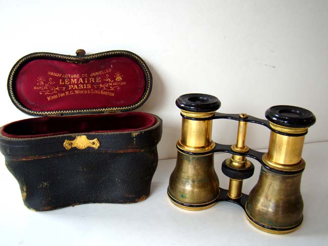 A cased pair of French Opera glasses by Lemaire of Paris and retailed in Boston by N.G.Wood & Sons, circa 1890